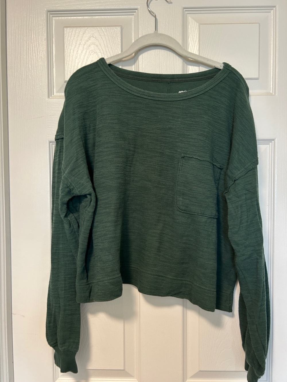 aerie Forest Green Long-Sleeve Pocket Sweatshirt